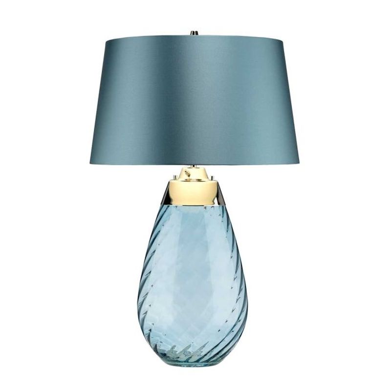 Lena Blue - Bordlampe i glass m/skjerm