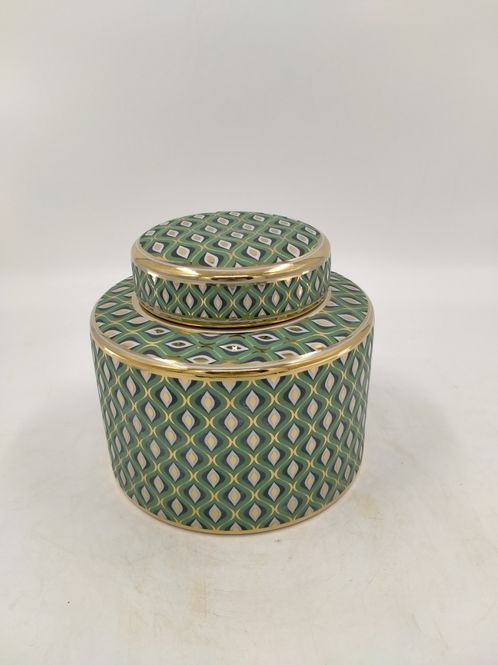 Hovedbilde Vert & Gold Small - Keramisk krukke m/lokk